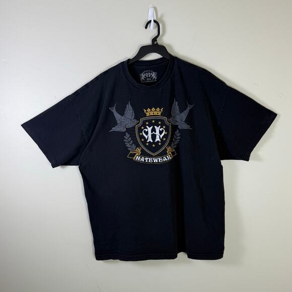 Hatewear Crown and sparrows Y2K streetwear graphic tshirt mens 3XL - Picture 1 of 6